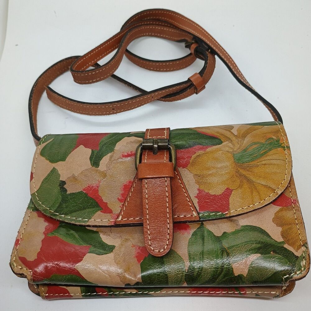 Patricia Nash Torri Crossbody Bag Floral Italian Leather Purse Small